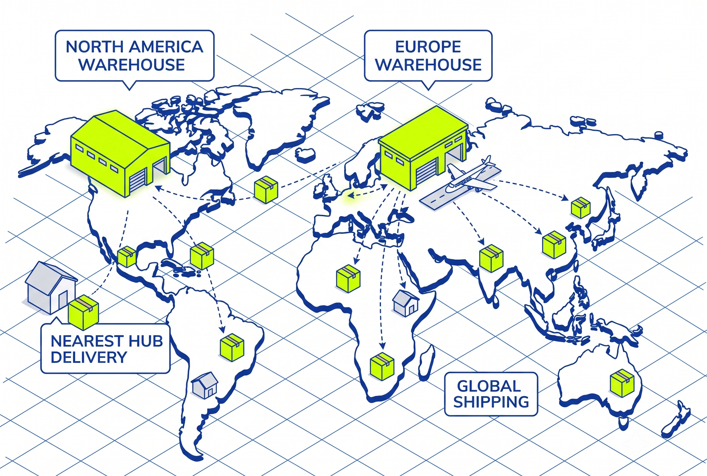 Dual-Hub Global Shipping Network